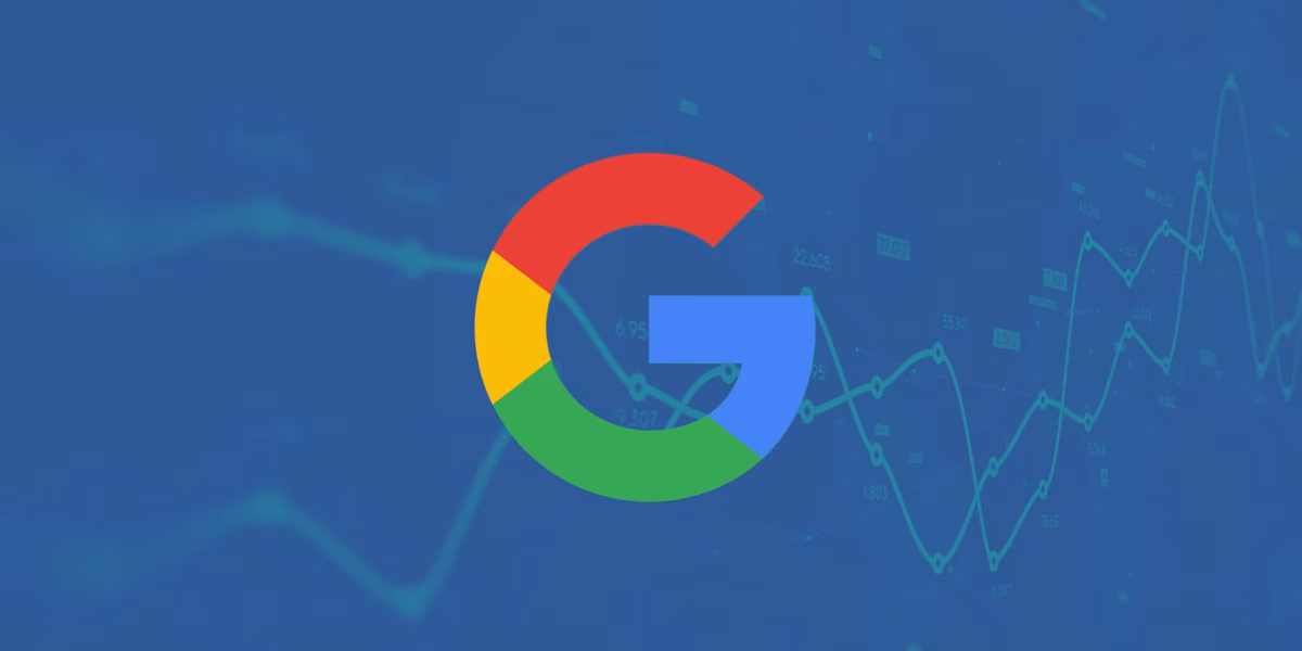 Google logo with graphs in the background