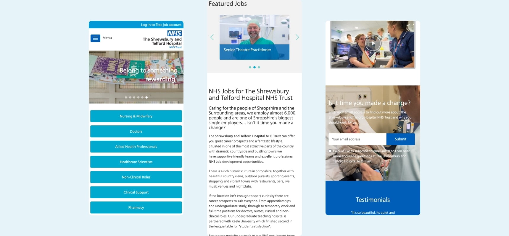 Belong to Something recruitment website mobile design