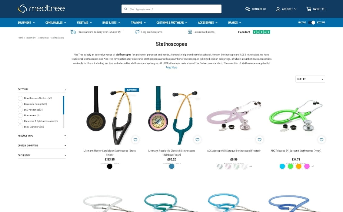 MedTree website category page design