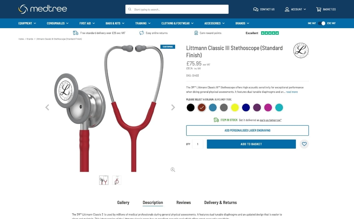 MedTree website product page design