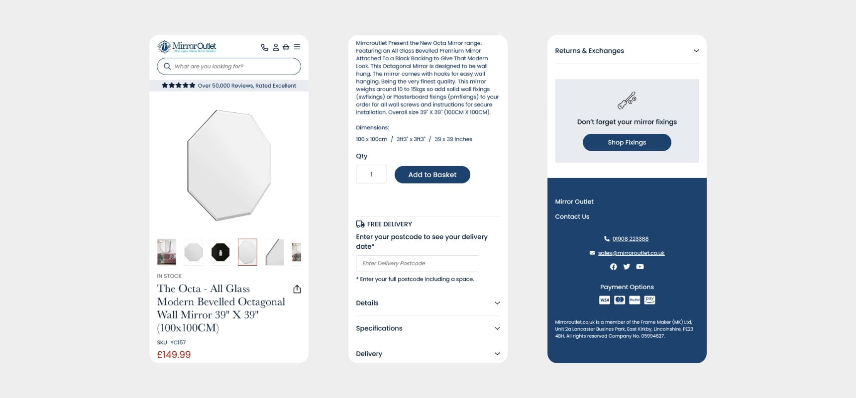Mobile product page design