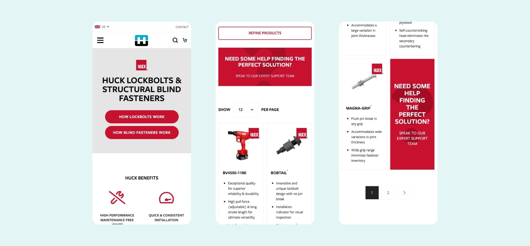 Howmet mobile category page design