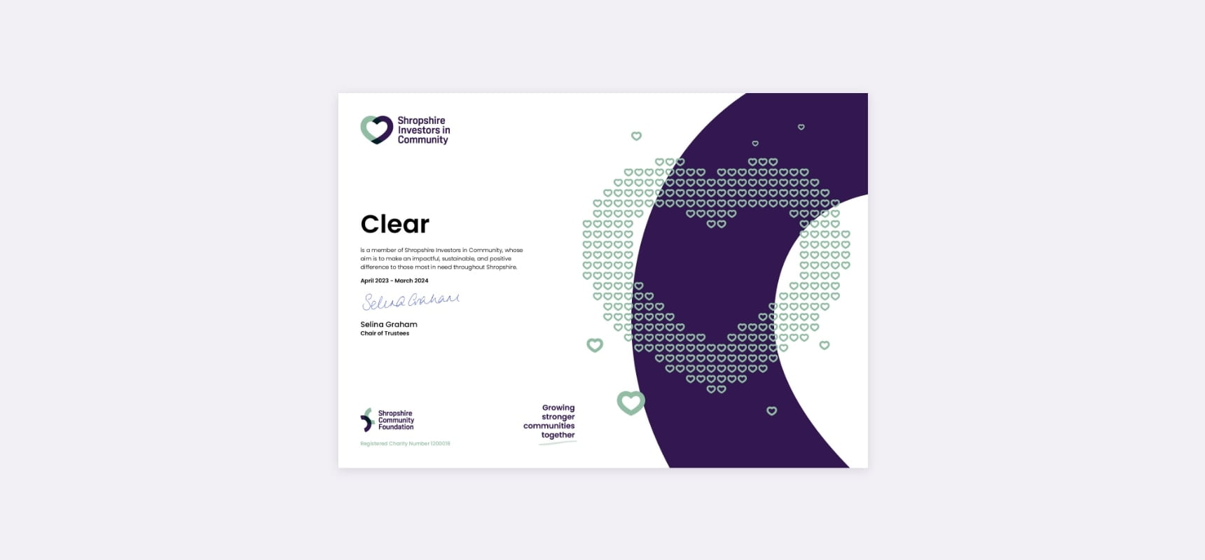 Shropshire Community Foundation certificate design