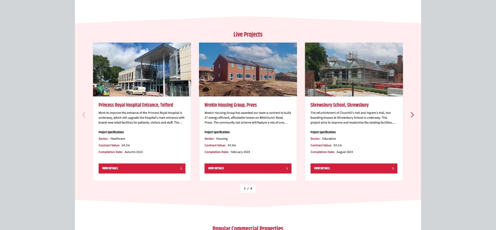 Live project tiles designed for desktop